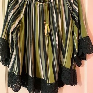 Green stripe blouse